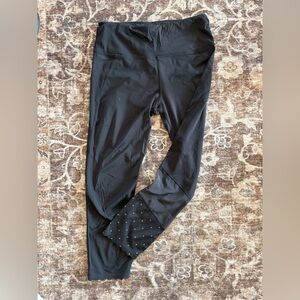 Black Leggings with Scallop Detail